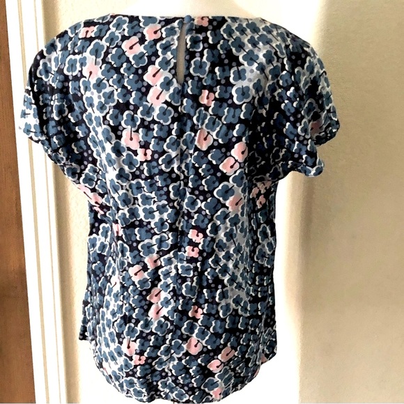 Boden Floral Top Comfort Silk Viscose Blues Size 8 - Picture 5 of 9